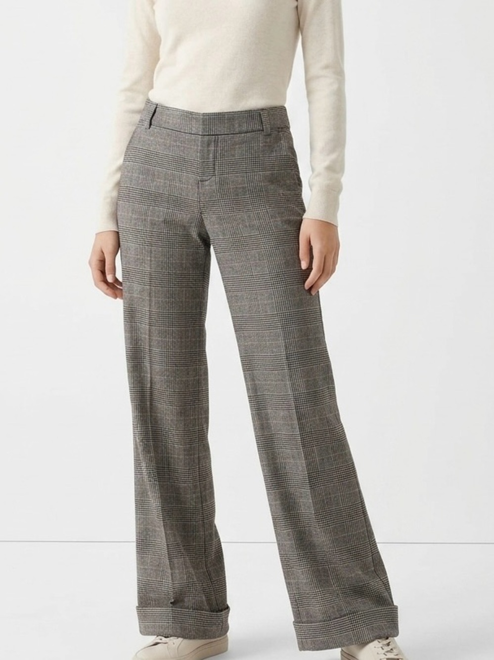 GAP Vintage 2007 Plaid Low Rise Wide Leg Trousers Size 0 Cuffed Pants Preppy